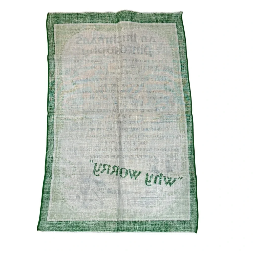 Irish Linen Tea Towel Irish Man's Philosophy Fingal Wall Hanging Ireland Flaw‎
